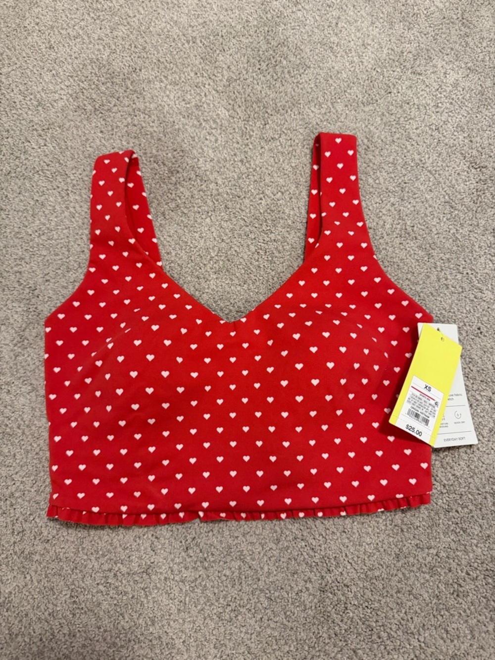 NWT All in Motion Red Heart Print Longline Bra Size XS